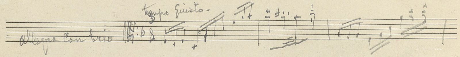 Een fragment voor altviool solo uit het manuscript (p.66).